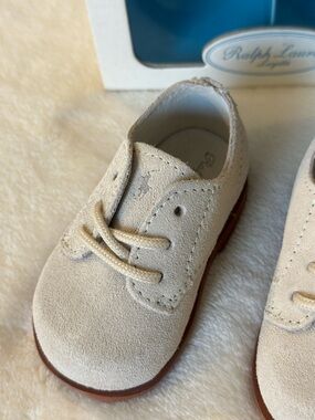 Ralph Lauren Kids Neutral Suede Lace-Up Dress Shoes